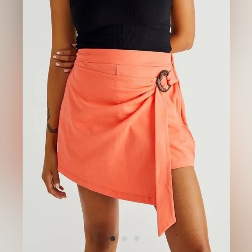 Free People Beach Heat Wave Cotton Skorts Coral Orange Size Large